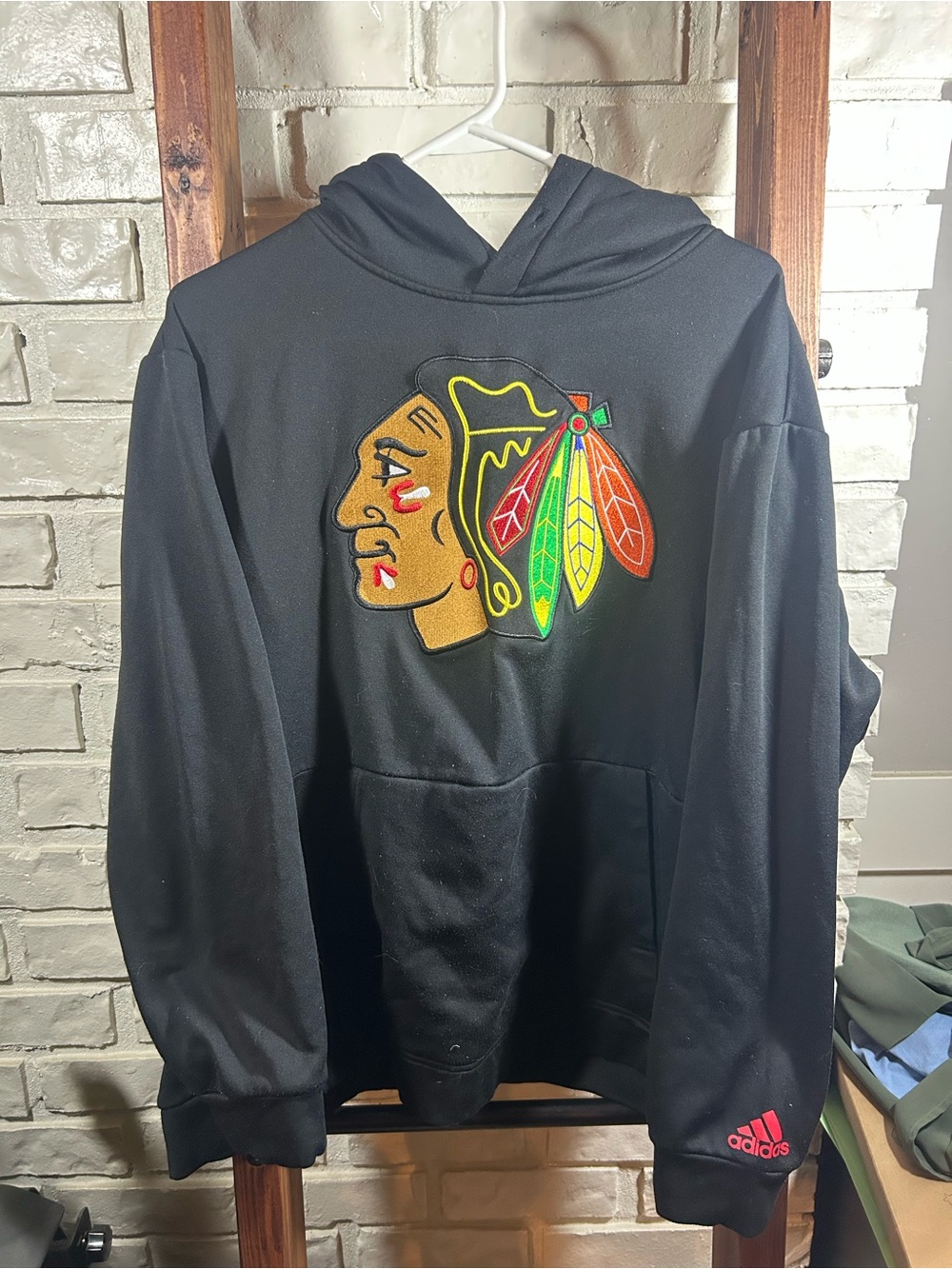 Adidas Men’s Black Pullover Hoodie with Colorful Native Logo
